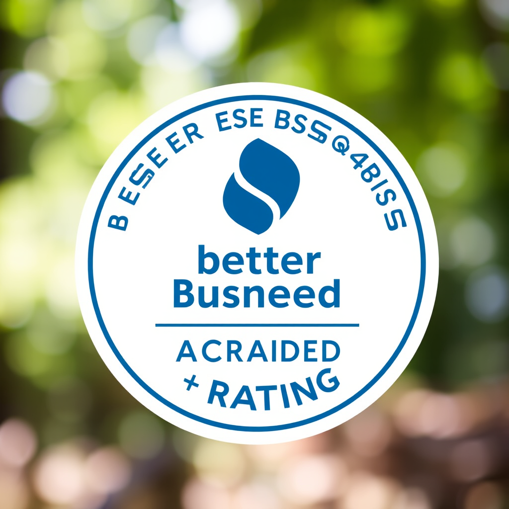 Better Business Bureau accredited business seal with A+ rating